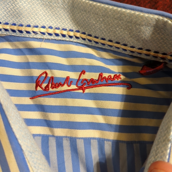 Robert Graham Classic Fit Multicolor striped Button Down Shirt Flip Cuff Men's L - Picture 3 of 8